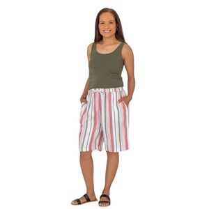 Old Navy Size Small High-Rise Striped Shorts w/Drawstring & Pockets Linen/Rayon